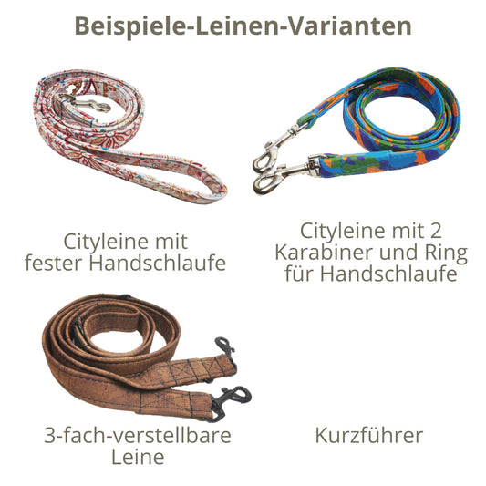 Hundeleine "komplett aus Softshell-uni" in verschiedenen Farben