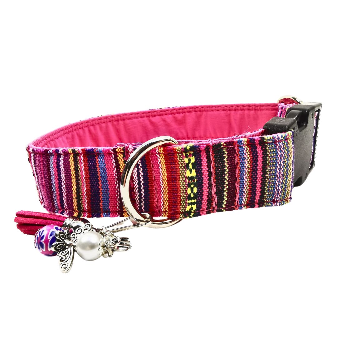 Sofortkauf-Hundehalsband "Mexico-pink" M (34-42 cm)