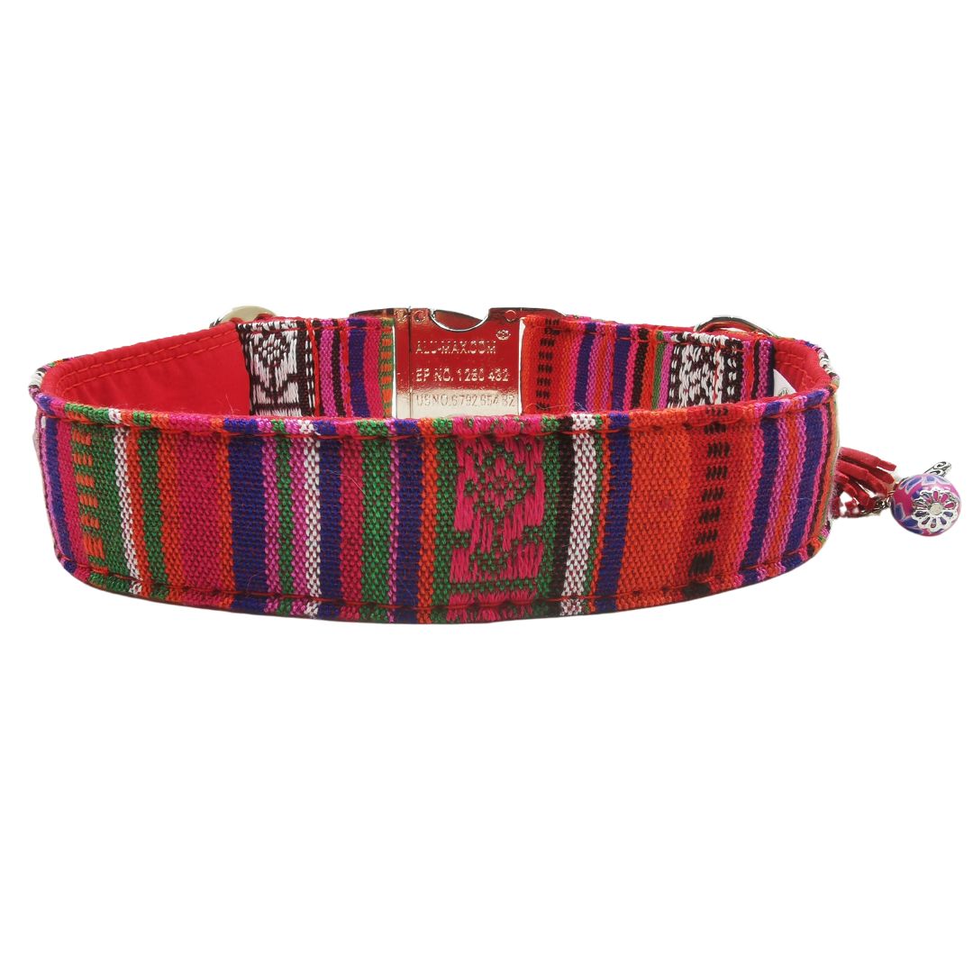 Sofortkauf-Hundehalsband "Mexico-rot" M (34-42 cm)