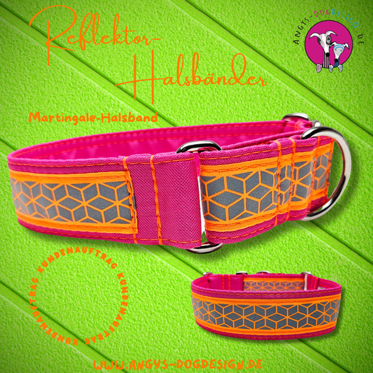 Reflektor-Hundehalsband - Martingale- Zugstopp (konfigurierbar)