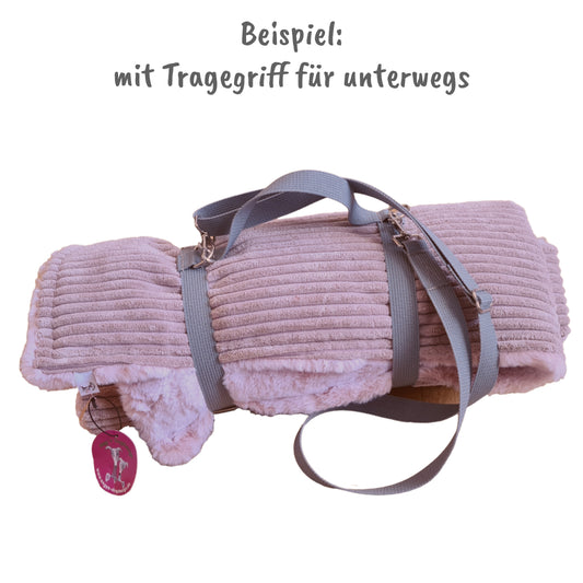 Sofortkauf-Hundedecke "Cord-kombiniert mit Fellimitat-rosa"