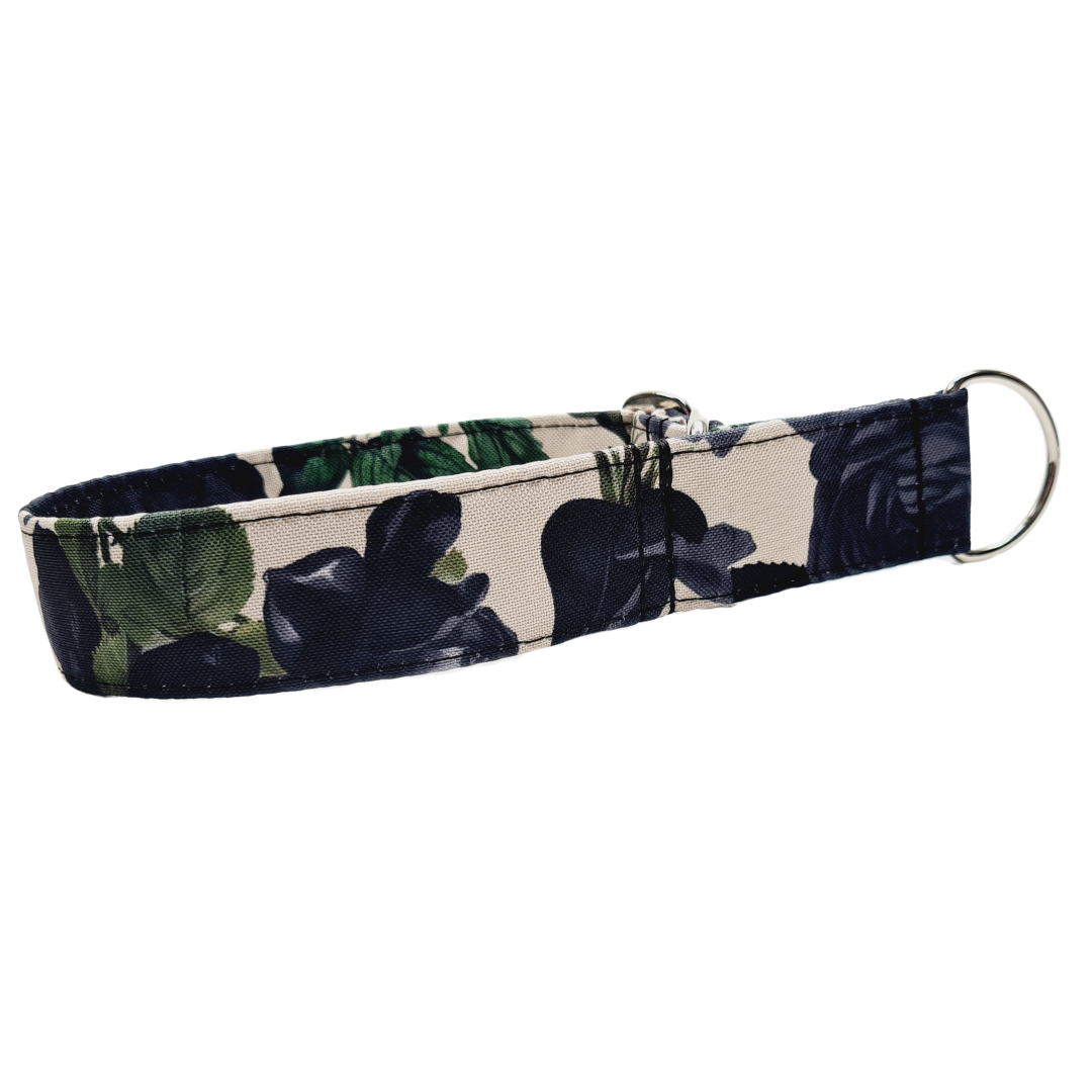 Sofortkauf-Zugstopp-Halsband-Rosen schwarz M (34-42 cm)