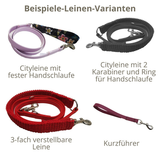 Hundeleine "Cord-uni kombiniert mit BioThane®" in verschiedenen Farben