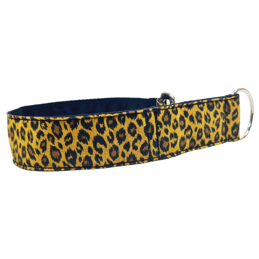 Sofortkauf-Zugstopp-Halsband-Animalprint-curry M (34-42 cm)