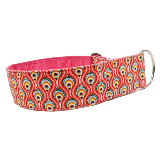 Sofortkauf-Zugstopp-Halsband-Pfauenauge-himbeere M (34-42 cm)
