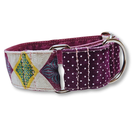 Sofortkauf-Martingale-Halsband-Rauten-lila-multi S (28-36 cm)