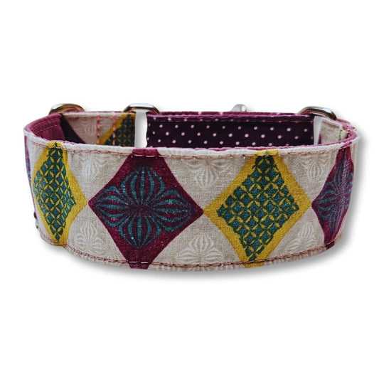 Sofortkauf-Martingale-Halsband-Rauten-lila-multi S (28-36 cm)