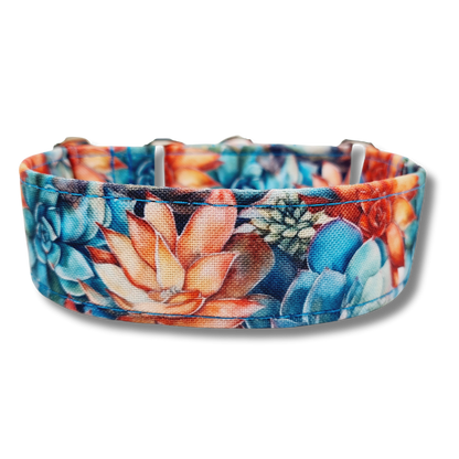 Sofortkauf-Hundehalsband-Leinen-Set "Outdoor" Succulente-türkis