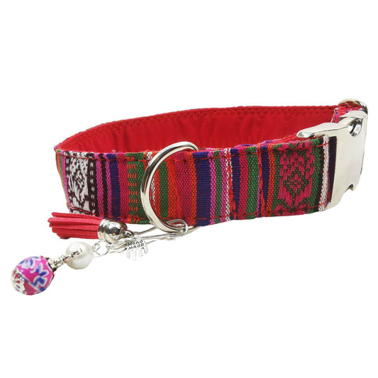 Sofortkauf-Hundehalsband "Mexico-rot" M (34-42 cm)