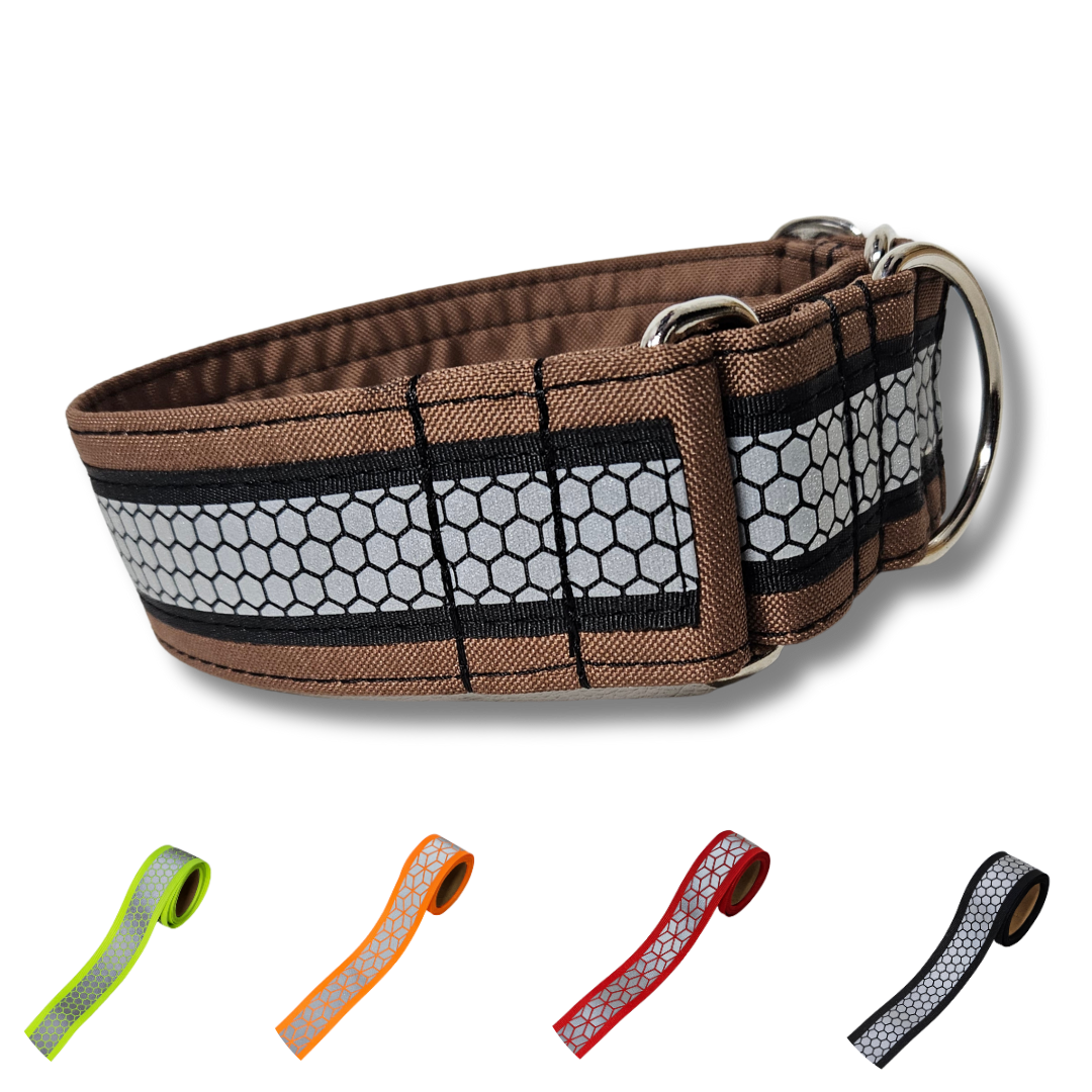 Reflektor-Halsband - Martingale- Zugstopp in verschiedenen Farben