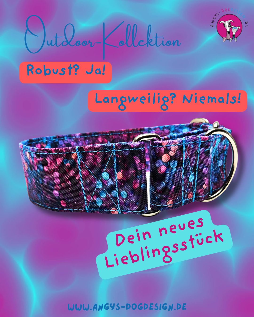 Hundehalsband-Outdoor-bunt-Martingale- Zugstopp (personalisierbar)