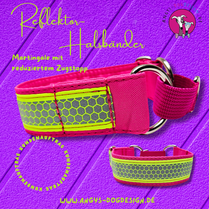 Reflektor-Hundehalsband - Martingale- Zugstopp (konfigurierbar)