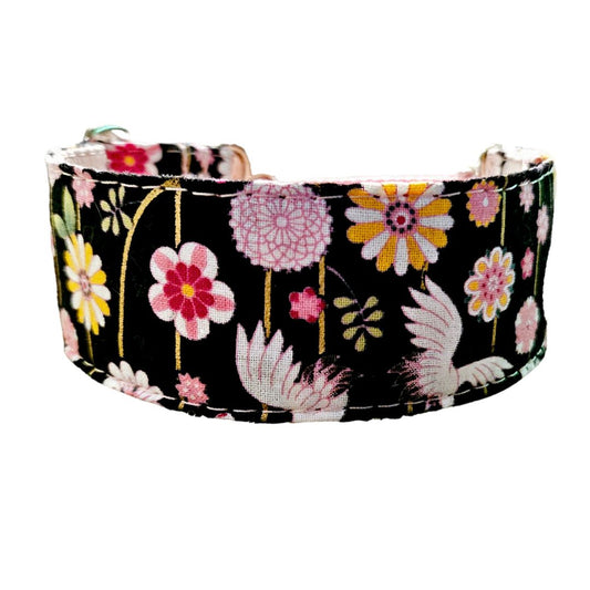 Sofortkauf-Martingale-Halsband-reduziert-Japan-Tsuru-Flowers-Black XXS (18-24 cm)