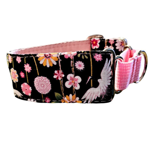 Sofortkauf-Martingale-Halsband-reduziert-Japan-Tsuru-Flowers-Black XXS (18-24 cm)
