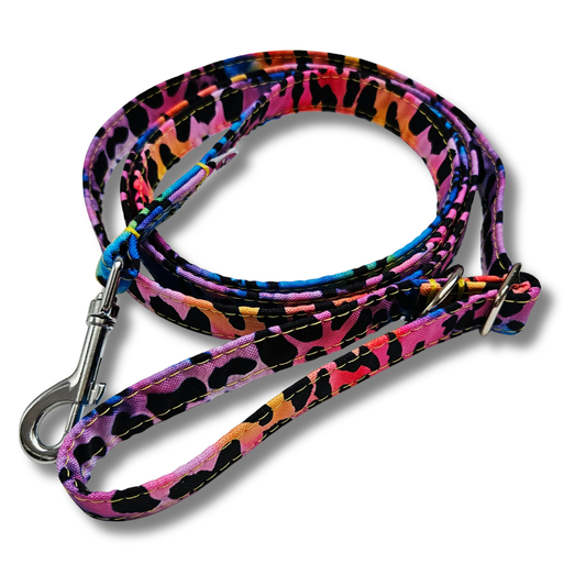 Sofortkauf-Stufenlos verstellbare Leine "Outdoor-LEO-neon-multi"