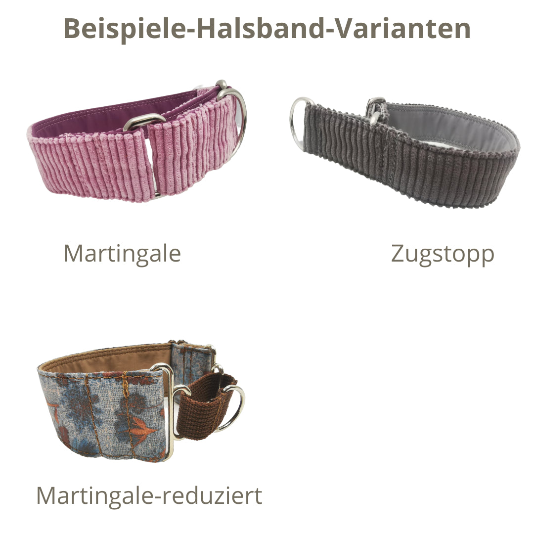 Hundehalsband "Cord-uni" - Martingale- Zugstopp in verschiedenen Farben