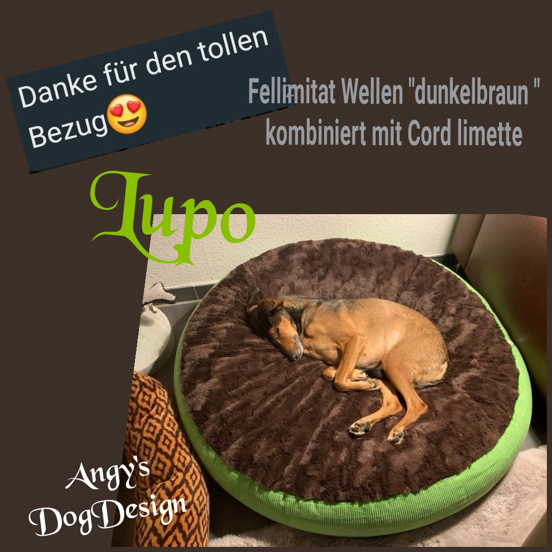 Hundebettbezug Flocke "Fellimitat-Wellen-kombiniert mit Cord-light"