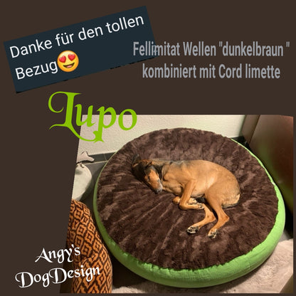 Hundebettbezug Flocke "Fellimitat-Wellen-kombiniert mit Cord-light"
